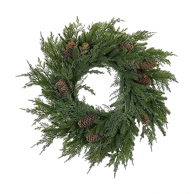 Christmas Cedar Pine Cone Wreath, 22 in