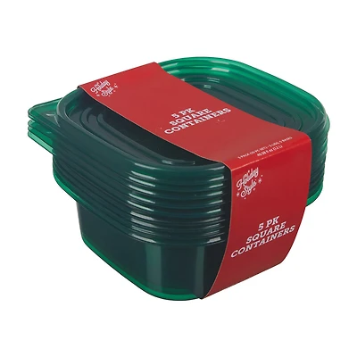 Holiday Style Square Food Storage Containers, 5 ct, Assorted