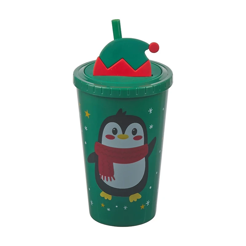 Christmas 3D Printed Tumbler with Straw, Assorted