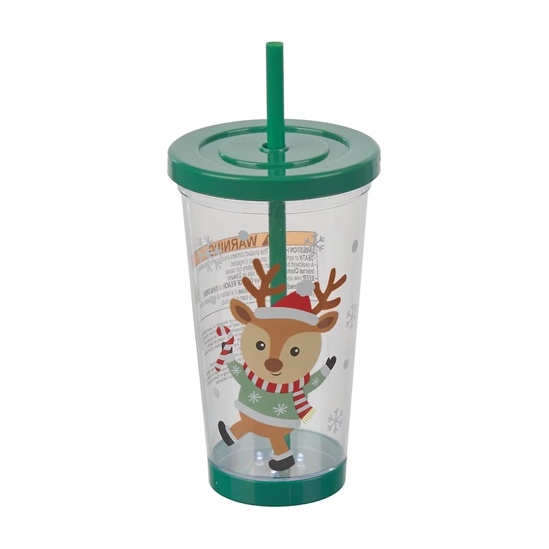 Christmas Light Up Tumbler with Straw, Assorted