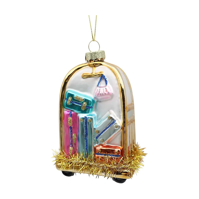 Luggage Trolley Glass Ornament