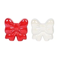 Christmas Bow Candle Holder, Red or White