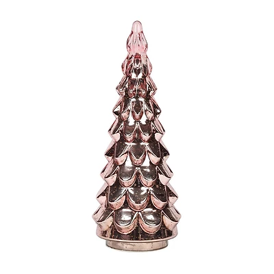 Iridescent Pink Glass Light-Up Christmas Tree, 21 in