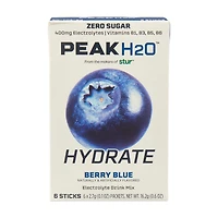 Peak H20 Hydrate Berry Blue Electrolyte Drink Mix Sticks, 6 ct