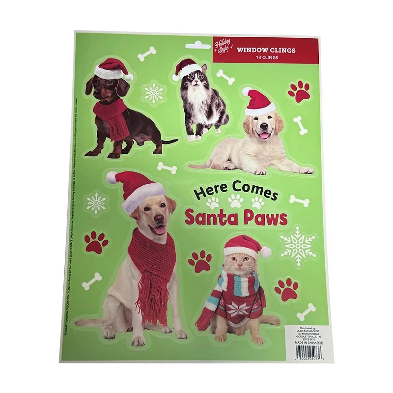 Holiday Style Christmas Window Clings, 13 ct, Assorted