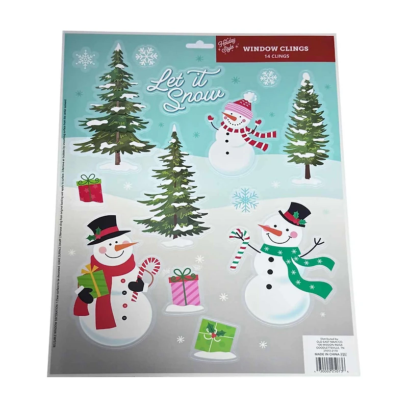 Holiday Style Christmas Window Clings, 13 ct, Assorted