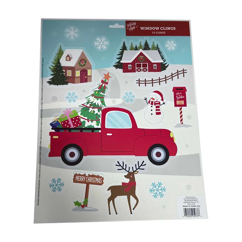 Holiday Style Christmas Window Clings, 13 ct, Assorted