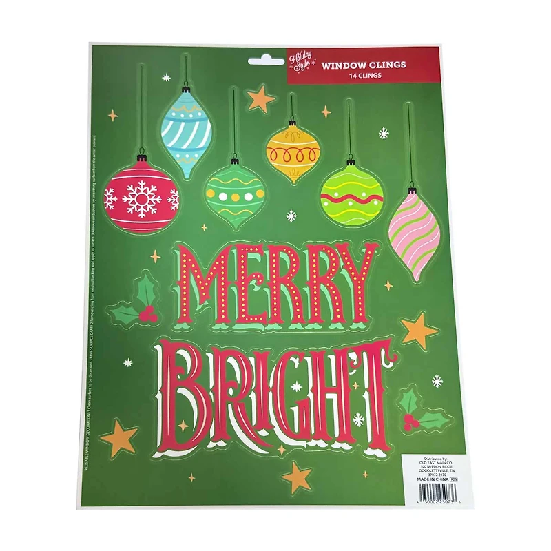 Holiday Style Christmas Window Clings, 13 ct, Assorted