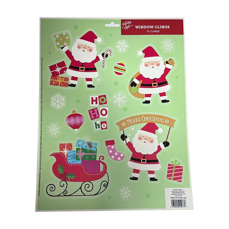 Holiday Style Christmas Window Clings, 13 ct, Assorted