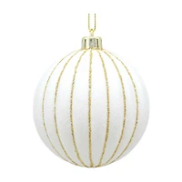 Christmas White Ball with Gold Stripes Ornament
