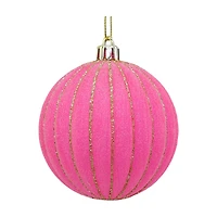 Christmas Pink Ball with Gold Stripes Ornament