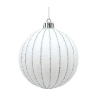Christmas White Ball with Sliver Stripes Ornament