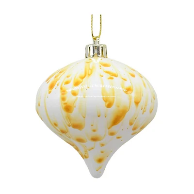 Christmas White with Gold Drop Ornament