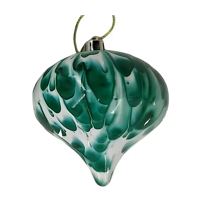 Christmas White with Green Drop Ornament