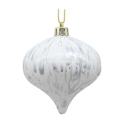 Christmas White with Silver Drop Ornament