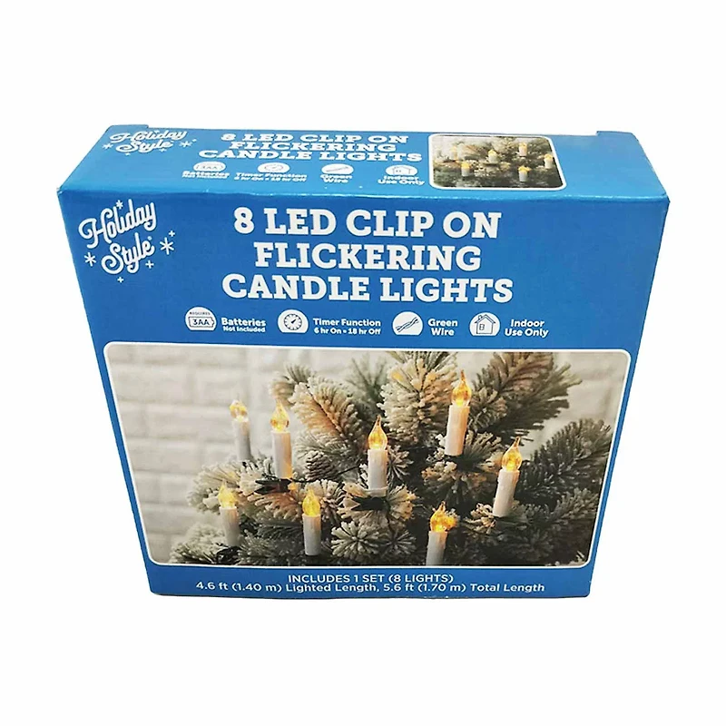 8 LED Clip On Flickering Candle Lights