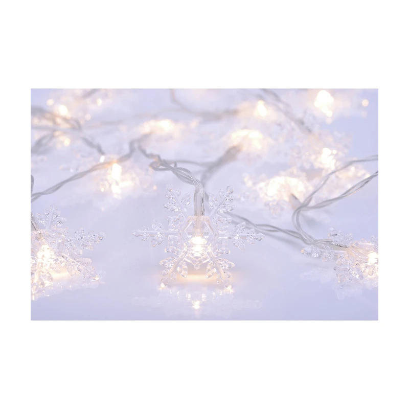 Holiday Style Warm White LED Lights, 20 ct, 8.9 ft, Snowflake or Star