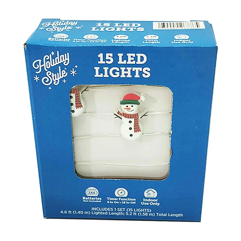Holiday Style LED Lights, 15 ct, 5.2 ft, Assorted