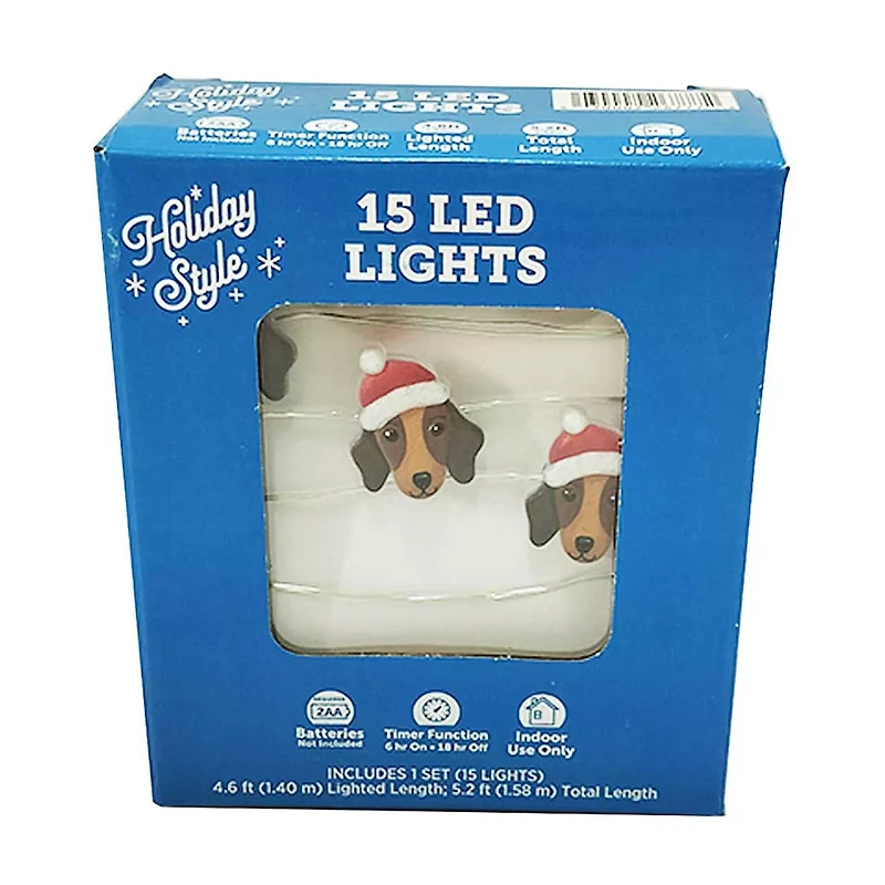 Holiday Style LED Lights, 15 ct, 5.2 ft, Assorted