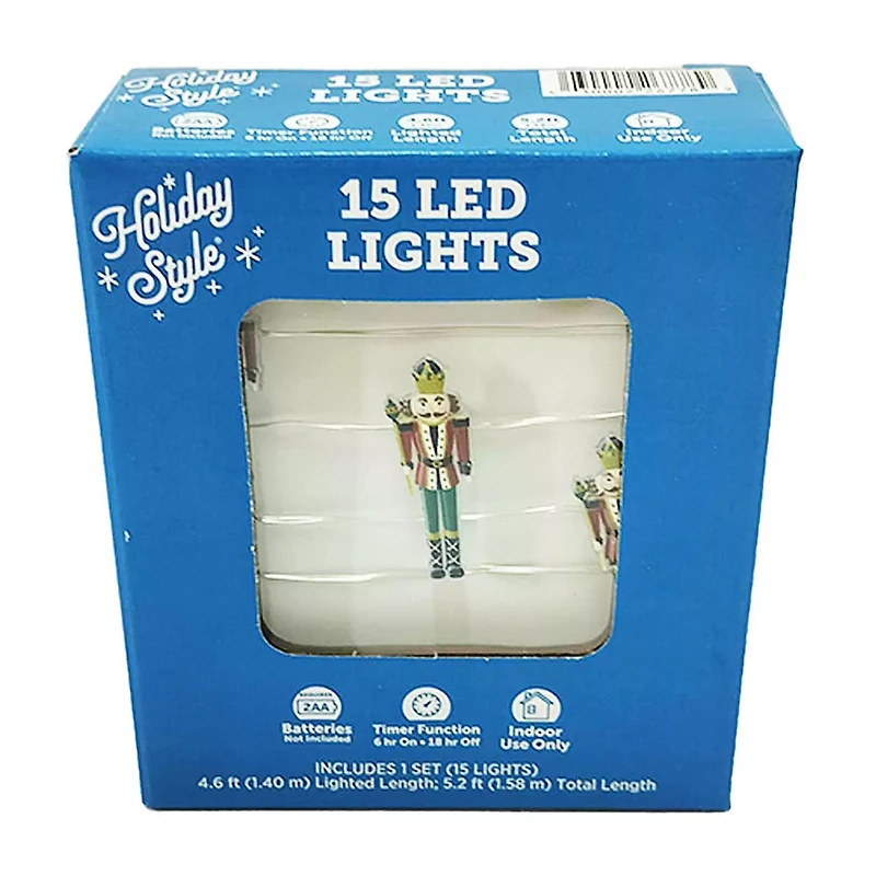 Holiday Style LED Lights, 15 ct, 5.2 ft, Assorted
