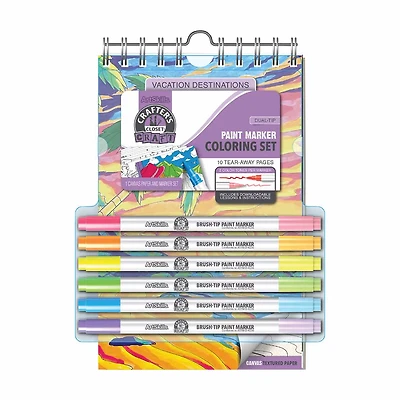 Crafter's Closet Craft Acrylic Paint Marker Coloring Set with Canvas Coloring Pa
