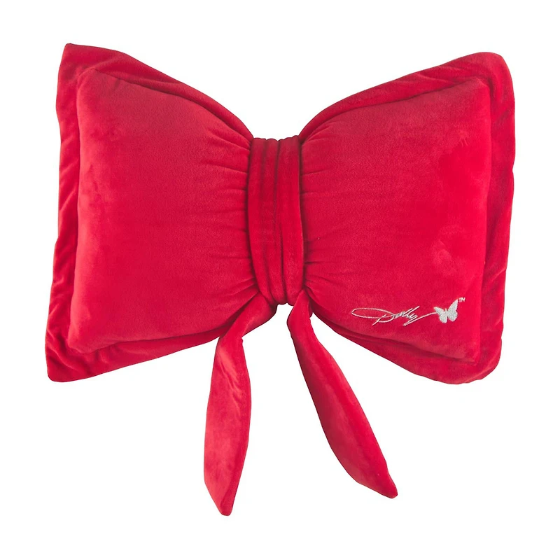 Dolly Parton Christmas Bow Shaped Decorative Pillow, Red