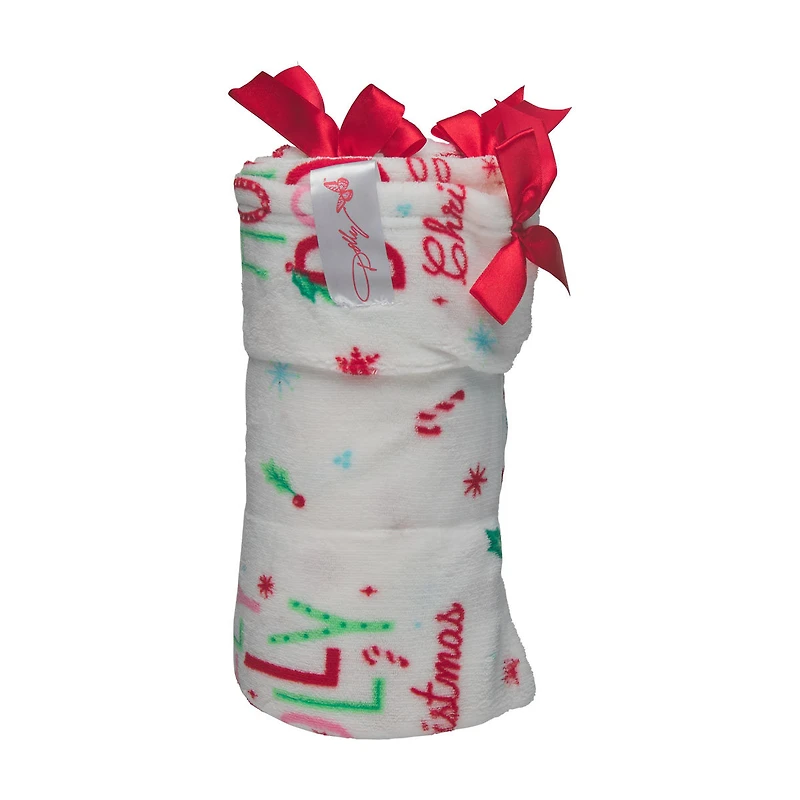 Dolly Parton Holiday Fleece Throw Blanket with Bows, 50 in x 60 in, Assorted