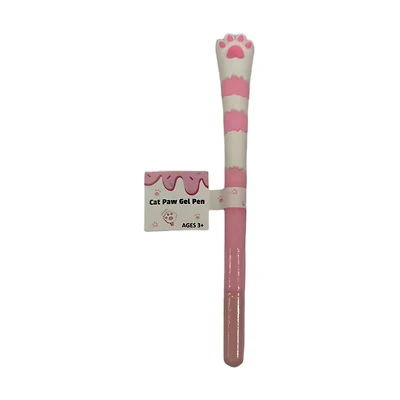 Pink and White Cat Paw Plastic Novelty Pen, 6 in