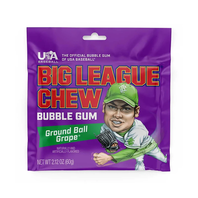 Big League Chew Bubble Gum, Ground Ball Grape, 2.12 oz