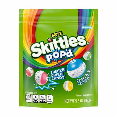 SKITTLES POP'd Sour Freeze Dried Candy, 5.5 oz