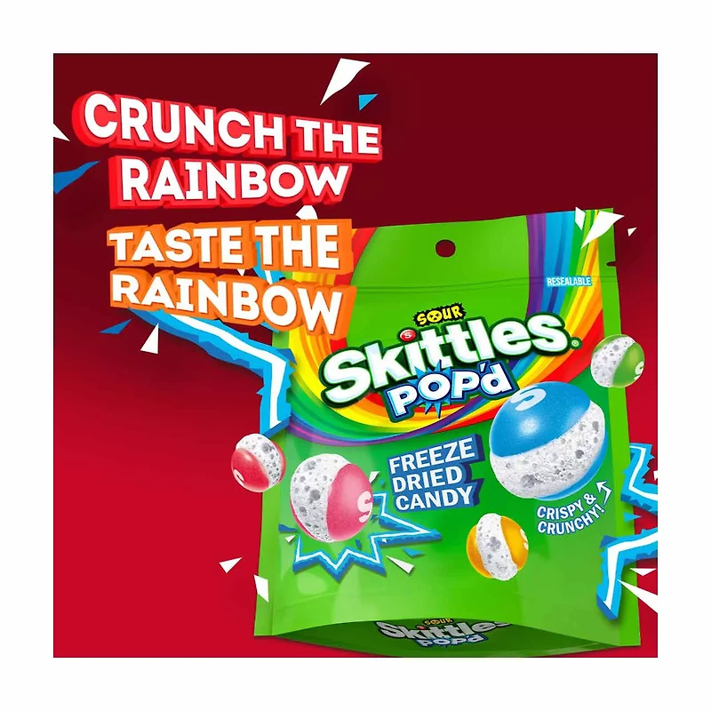 SKITTLES POP'd Sour Freeze Dried Candy, 5.5 oz