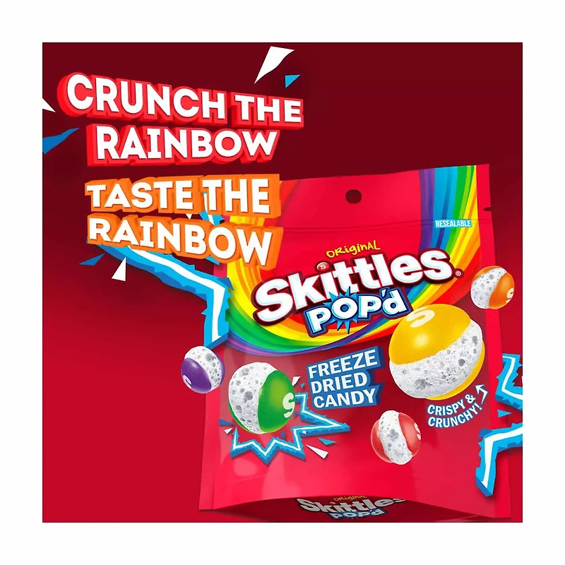 SKITTLES POP'd Originals Freeze Dried Candy, 5.5 Oz Bag