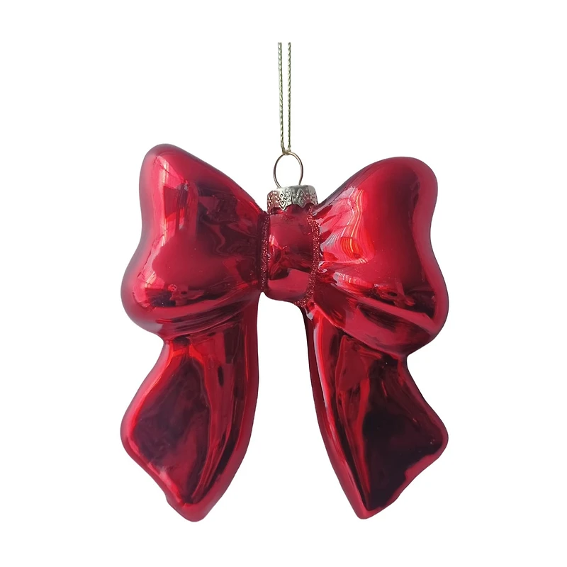 Red Bow Glass Ornament