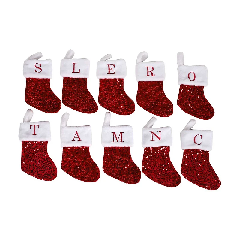Christmas Sequin Letter Stockings, 10 in, Assorted (1 ct)