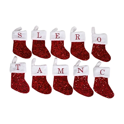 Christmas Sequin Letter Stockings, 10 in, Assorted (1 ct)