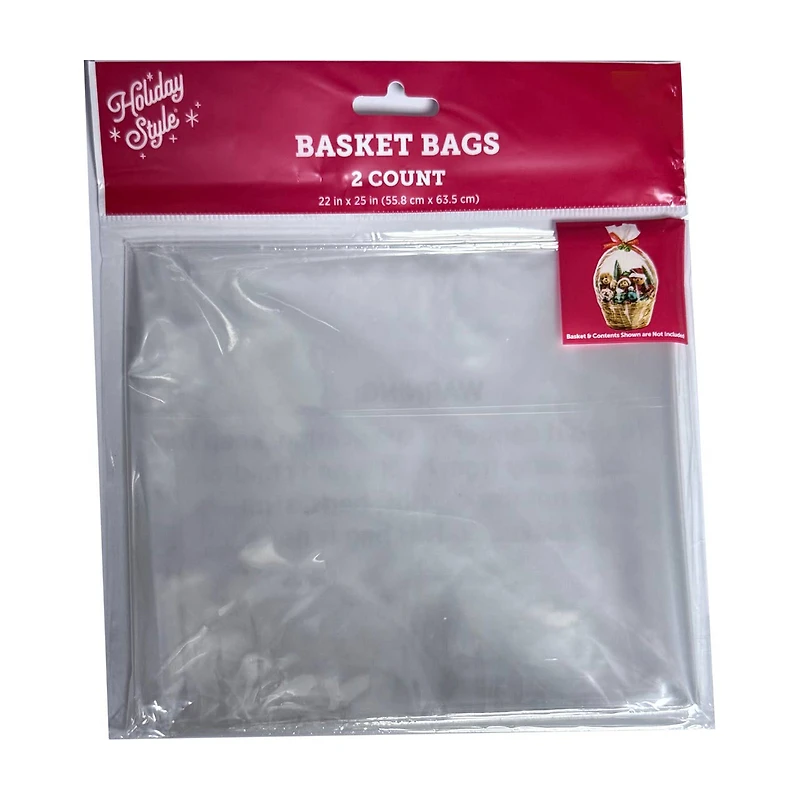 Holiday Style Christmas Basket Bags, 2 ct, 22 in x 25 in, Assorted