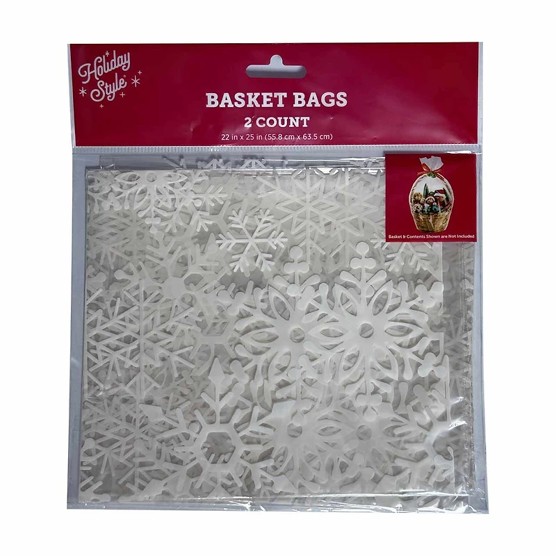 Holiday Style Christmas Basket Bags, 2 ct, 22 in x 25 in, Assorted