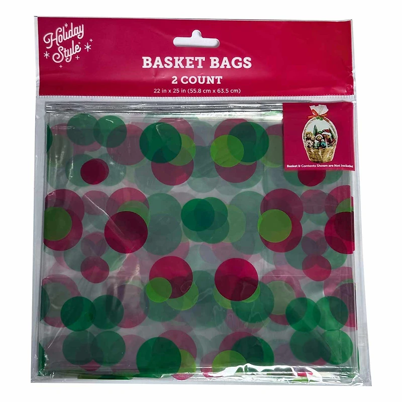 Holiday Style Christmas Basket Bags, 2 ct, 22 in x 25 in, Assorted