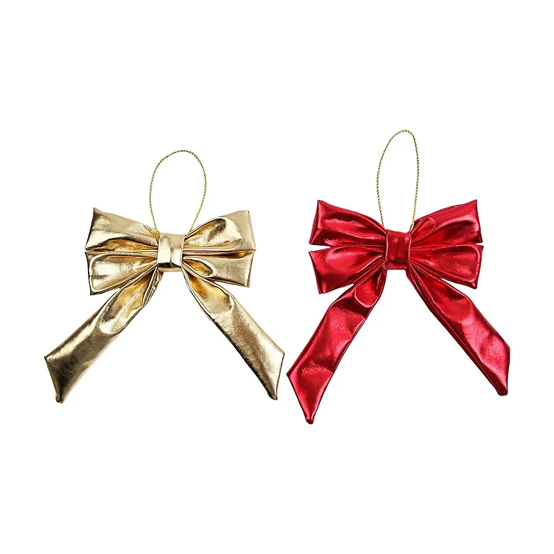 Faux Leather Christmas Bow, 5 in, Assorted