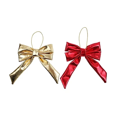 Faux Leather Christmas Bow, 5 in, Assorted