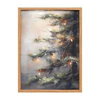 Lighted Christmas Tree Framed Art with Glass, 18 in x 24 in