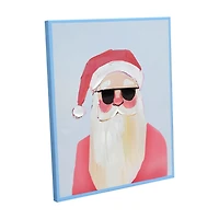 Santa in Sunglasses Art Canvas with Hand-painting, 16 in x 20 in
