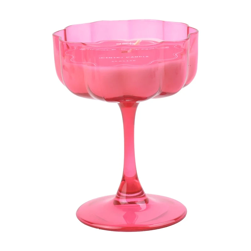 Holiday Style Scented Hot Pink Glass Candle, 4 oz