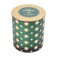 Frosted Glass Candle, Tree Trimming, 10 oz