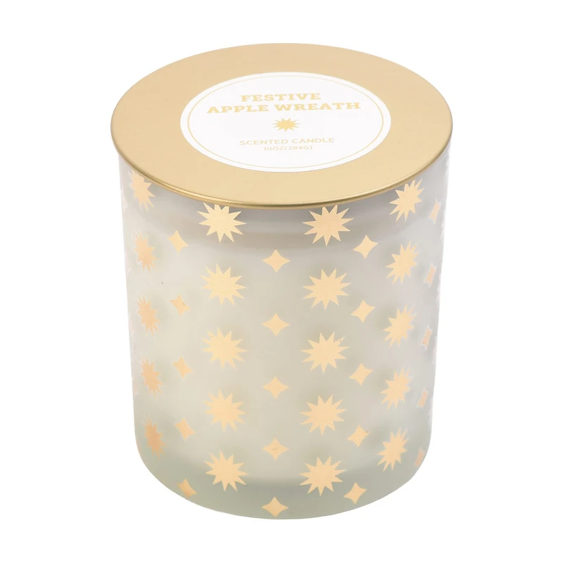 Glass Scented Candle, Festive Apple Wreath, 10 oz