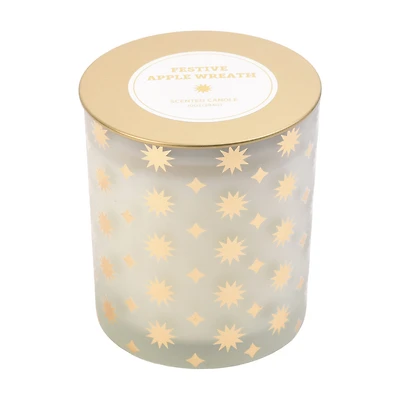 Glass Scented Candle, Festive Apple Wreath, 10 oz