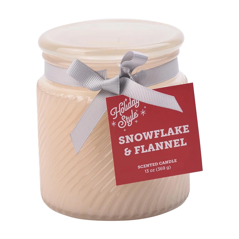 Holiday Style Scented Glass Candle, Snowflake & Flannel, 13 oz