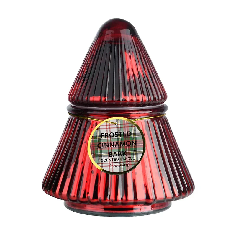 Scented Candle in Tree-Shaped Jar, Frosted Cinnamon Bark, 12 oz