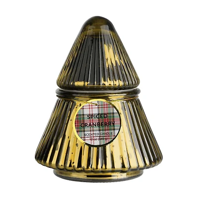 Scented Candle in Tree-Shaped Jar, Spiced Cranberry, 12 oz