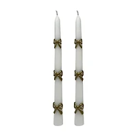 Unscented Taper Candles with Bow Decorations, 10 in, 2 pk
